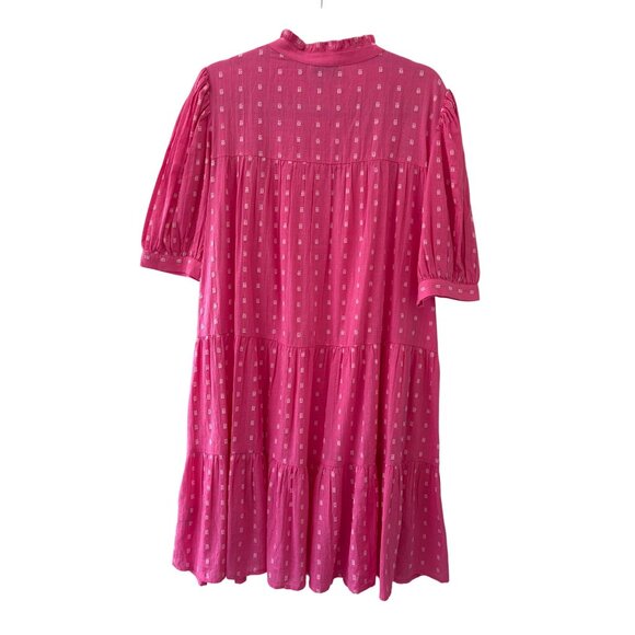 Charlie Paige Pink Cotton Tiered Midi Dress L/G New With Tags - Picture 3 of 11